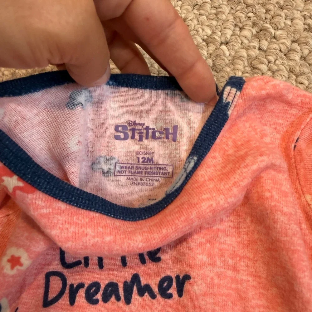 Disney Stitch‎ Pajamas 4 Piece Set Size 12 Months Little Dreamer Girls